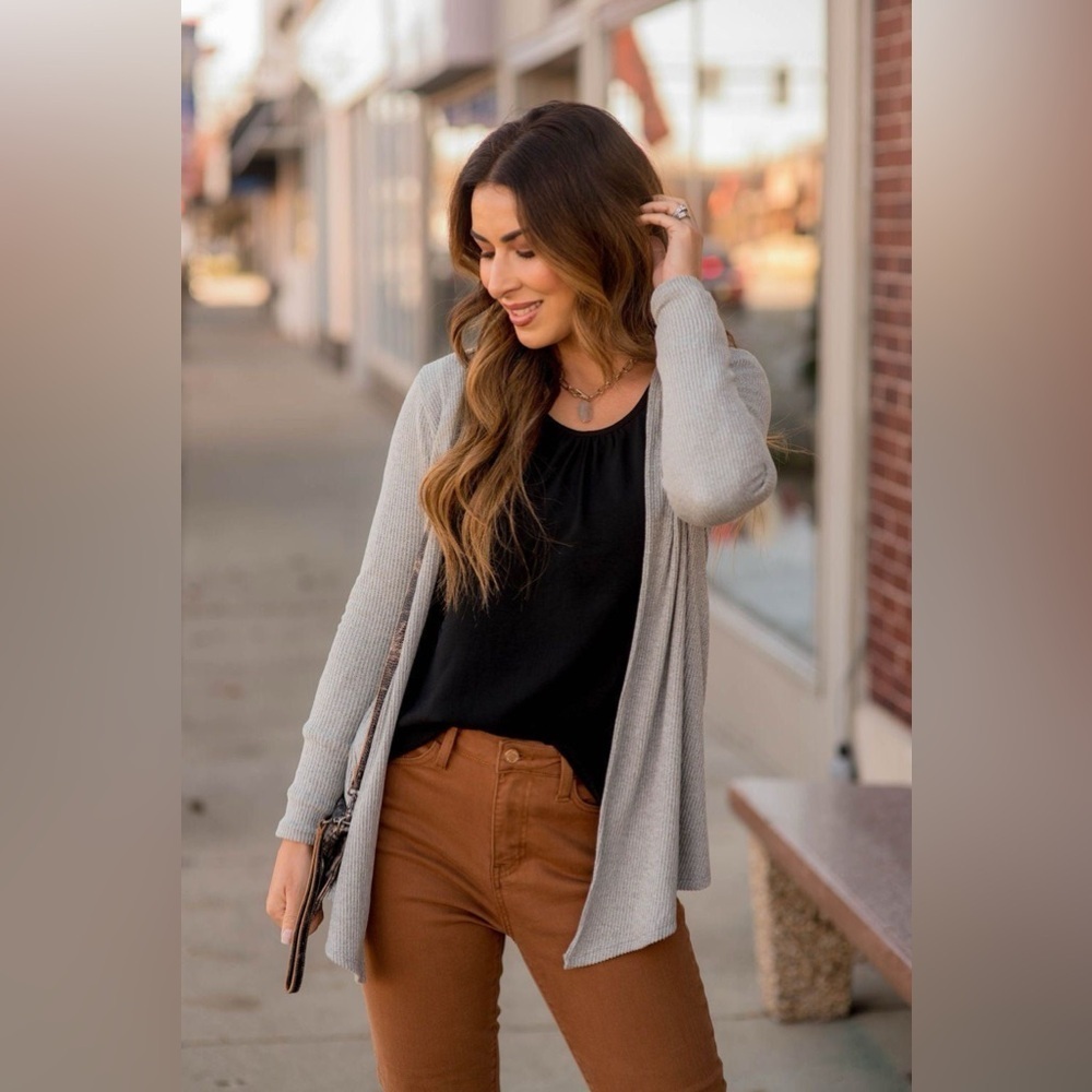 Belldini Gray Long Open Cardigan Sweater S